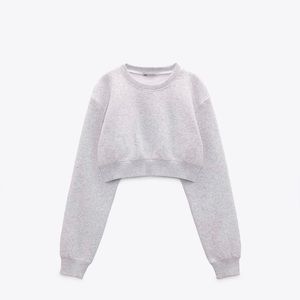ZARA Cropped Oversized Sweatshirt - Grey Marl - Size S - 4174/300
